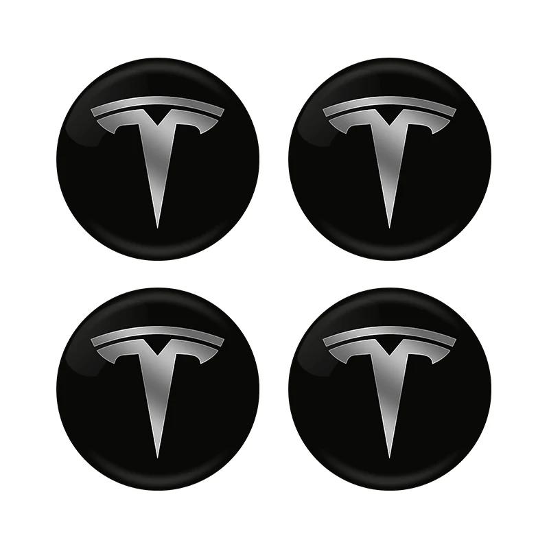 4PCS 56MM Wheel Hub Cap Sticker Car Caps Rim Stickers Badge Cover Decoration For Tesla Model Y 3 S X Roadster