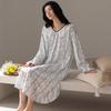 Womens Cotton Long Sleeve Nightgown Soft Loungewear Dress