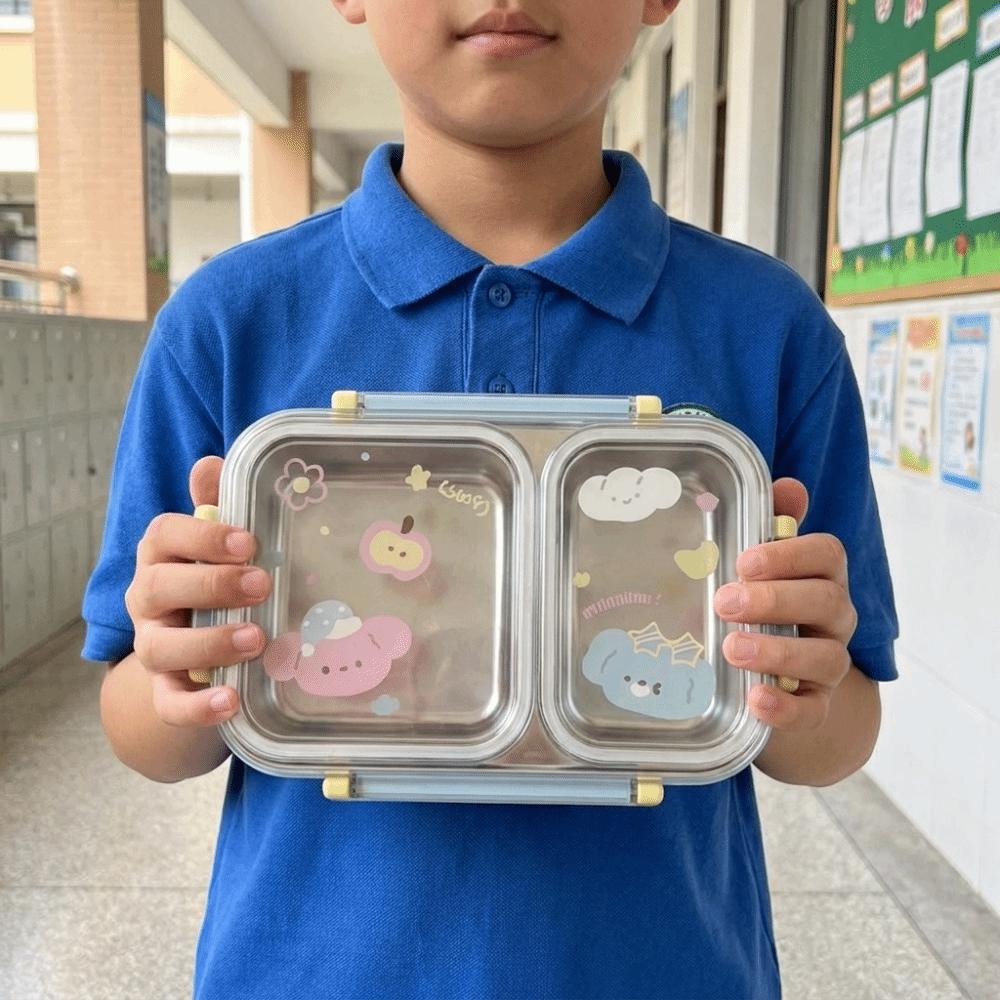 Airtight Food Storage Container 2/3 Grids Insulated Lunch Box Stainless Steel Lunch Box Students