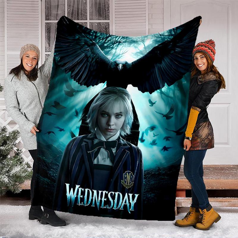 1pc Addams Family Wednesday Enid Theme Blanket - Digital Print, Polyester, Cozy for All Seasons, Perfect for Outdoor, and Travel