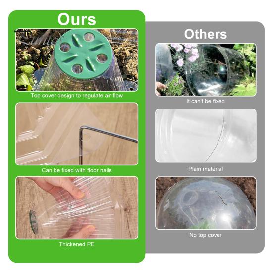 10/20 Pcs Garden Cloche Clear Mini Greenhouse with Rotatable Vent Reusable Plant Protector for Outdoors Plants Frost Freeze Protection