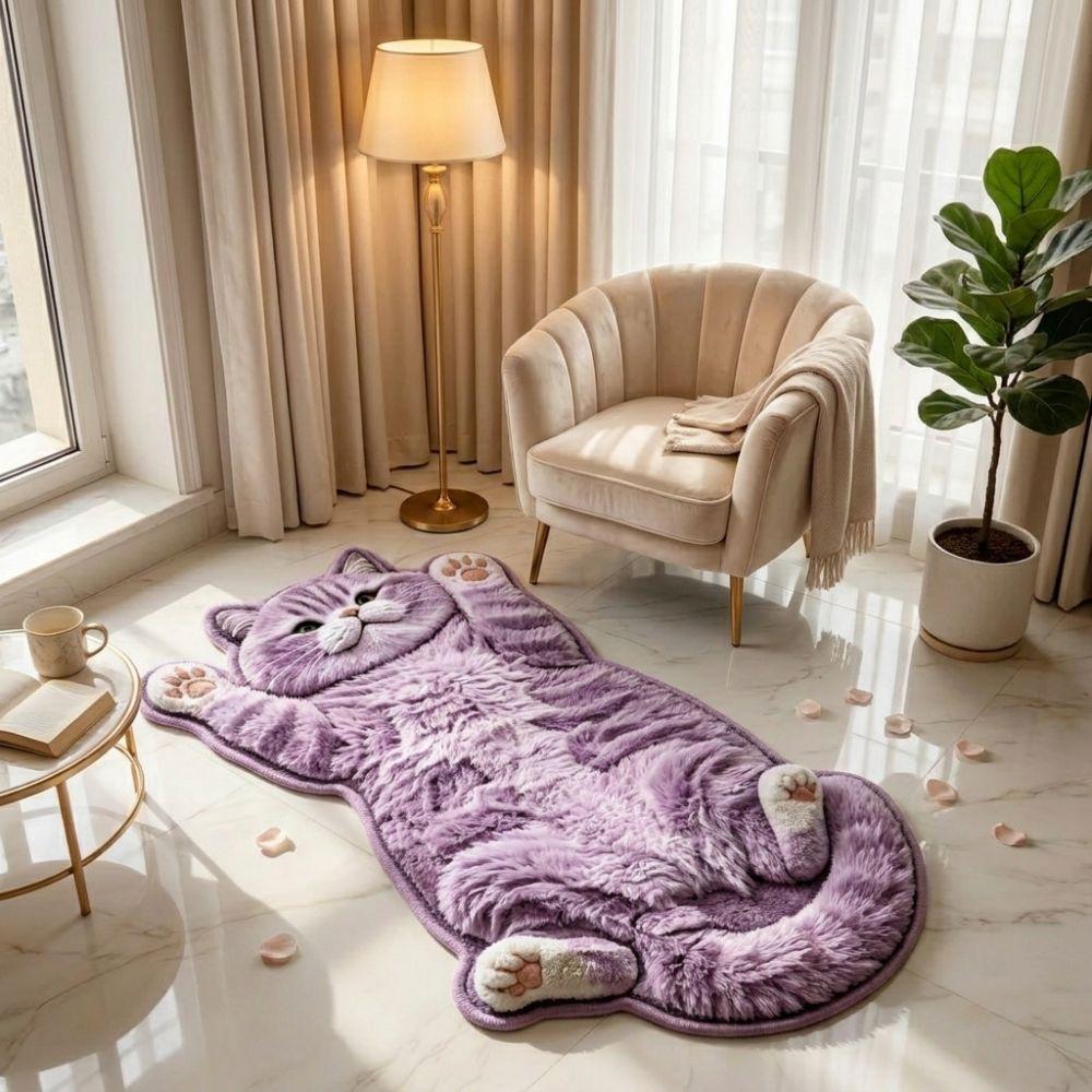 Non-Slip Cat-Shaped Area Rug Anti-fouling Cartoon Carpet Soft Home Decor Carpet Bedrooms