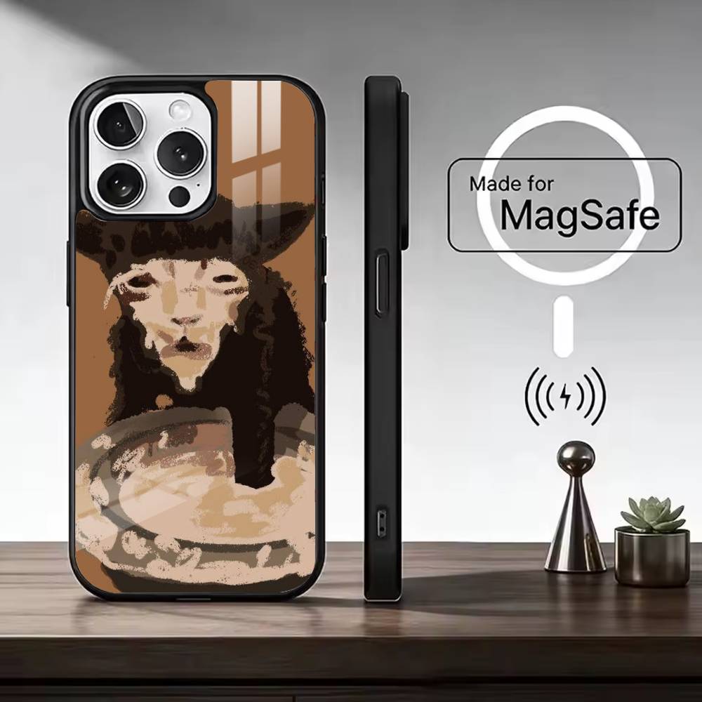 Кошачьи мемы F-Смешной милый чехол для телефона для iPhone17,16,15,14,13,12,11 Plus,Pro Магнитный для Magsafe Беспроводной зарядки
