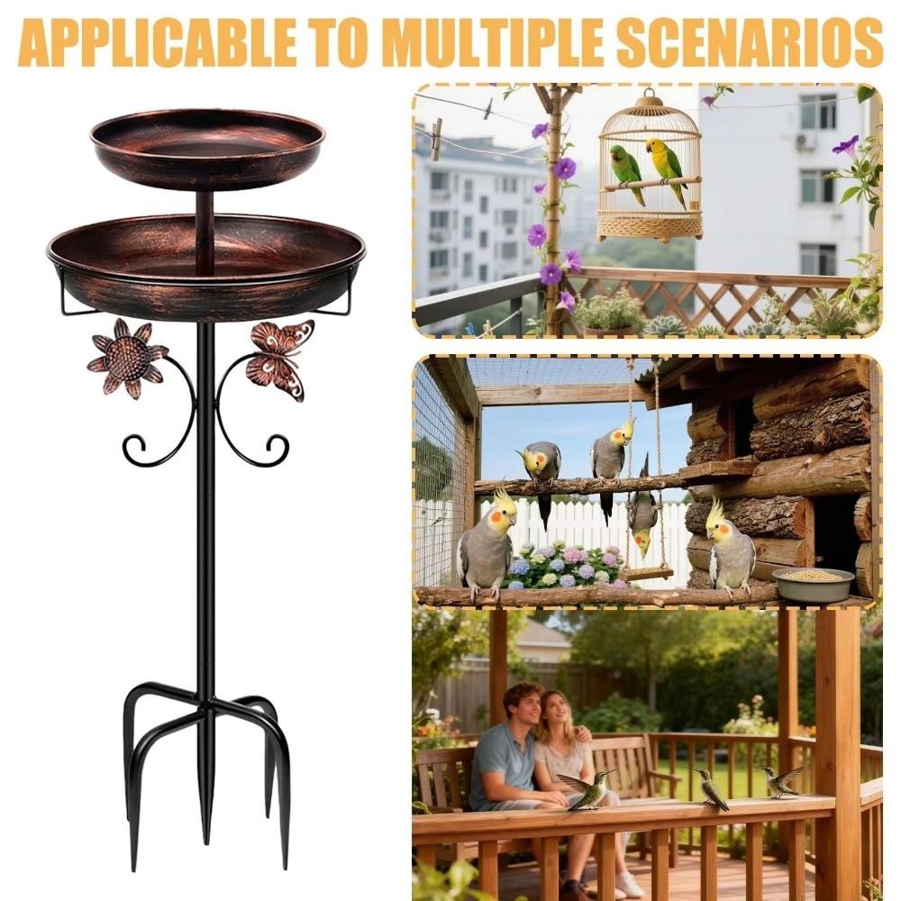 Dual-Layer Design Bird Bath Feeder Set Metal Outdoor Bird Bath New Metal Bird Bath For Garden