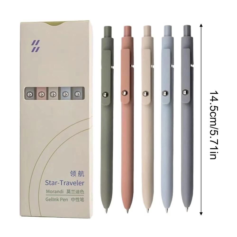 5Pcs Stress Relief Carbon Gel Pens Set High Value Rainbow Press Type Quick Drying for Students Nurses Journal Office Supplies