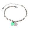 Women Beaded Enamel Bracelet Adjustable Length Heart Charm Titanium Steel Bracelet Stress Relief Happiness Meaningful Jewelry