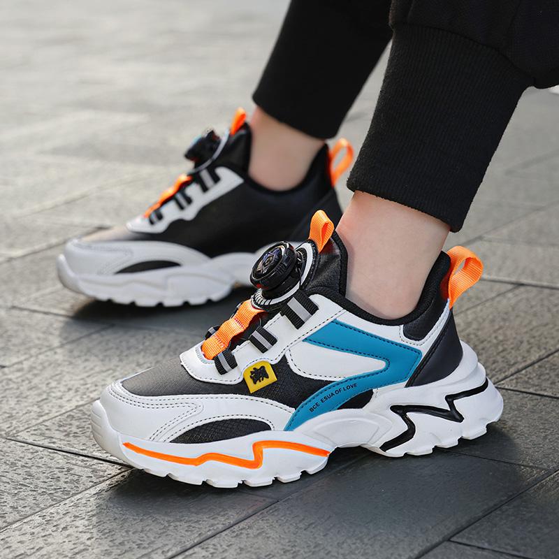 Kid's Sneakers Girls' Sports Shoes Fashionable Boys' Sports Shoes Fast and Convenient Rotating Button Sports Shoes