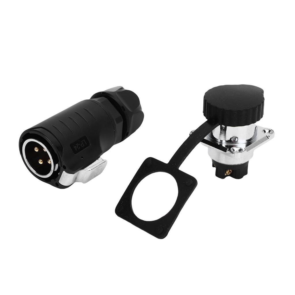 25A 4 Pin Pin and Socket IP68 Male and Female Aviation Wire Connector with Flange Seat, Industrial Water Proof Connector, Function