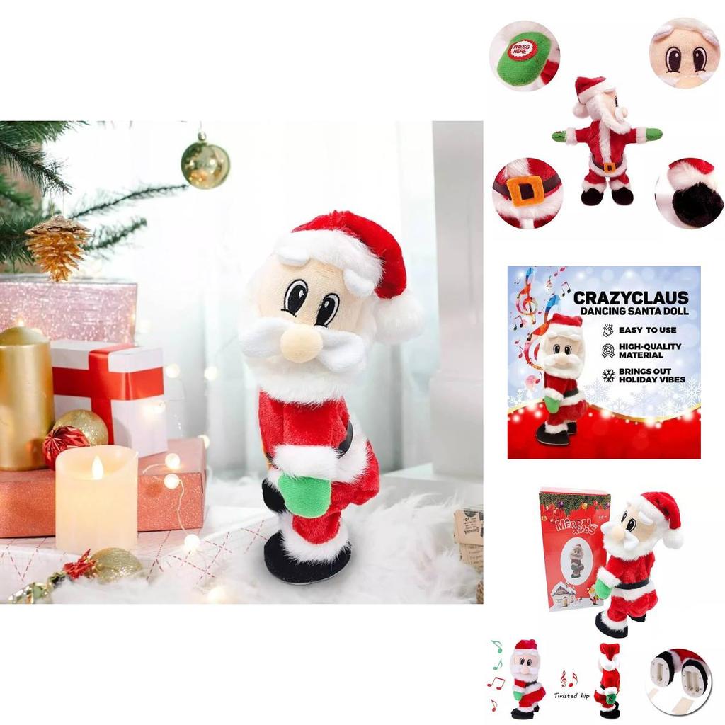Праздничная танцующая игрушка Санта Клаус с веселой музыкой и ярким дизайном из красной ткани