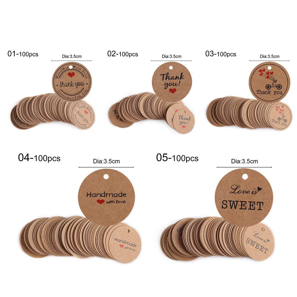 100PCS Hanging Kraft paper Package Price Label Tag Cards Gift Tags Red Heart