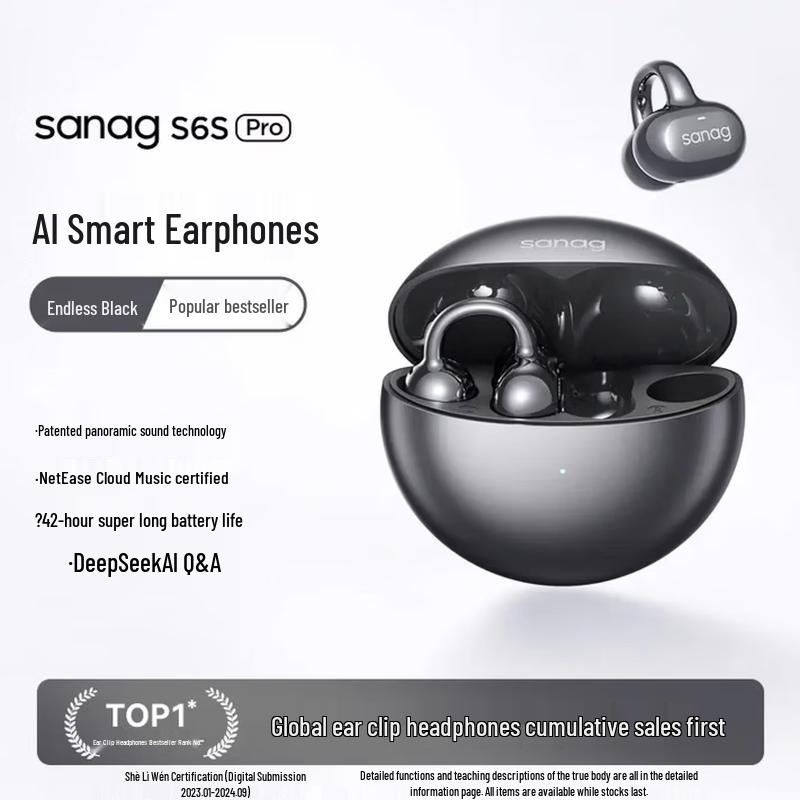 Беспроводные наушники SANAG S6S Pro с клипсой и ИИ