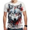 Summer Round Neck 3D Wolf Pattern Print Top Fashionable Casual Short Sleeved Men's T-shirts