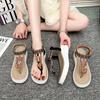 Fashion 2025Plus Size Bohemian Style Flat Sandals for Women Summer Casual Comfortable Beach Shoes Femme Soft Boottom Footwear