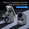 180 ° Electric Rotate 4-in-1 Magnetic Wireless Charger Clock for Magsafe iPhone 16-12 Apple Watch 10-2 AirPods Pro Fast Charging