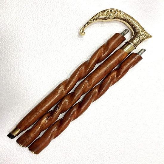 Трость ручной работы из блестящей латуни в виде слона коричневая деревянная твист-трость