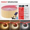 Solar Power LED Strip Light IP68 Waterproof COB LED Strip with Remote 12V Flexible COB Tape for Indoor Outdoor Swimming Pool