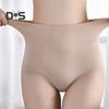 Women High Waist Seamless Panties Hip Lifting Tummy Control Lace Trim Ribbed Briefs Elastic Skinny Underpants