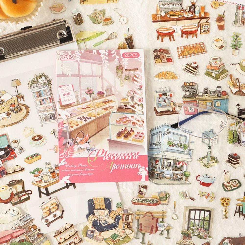 New 20 Sheets Sticker Book Waterproof DIY Diary Sticker Gift Cartoon Scrapbook Sticker Stationery Supplies