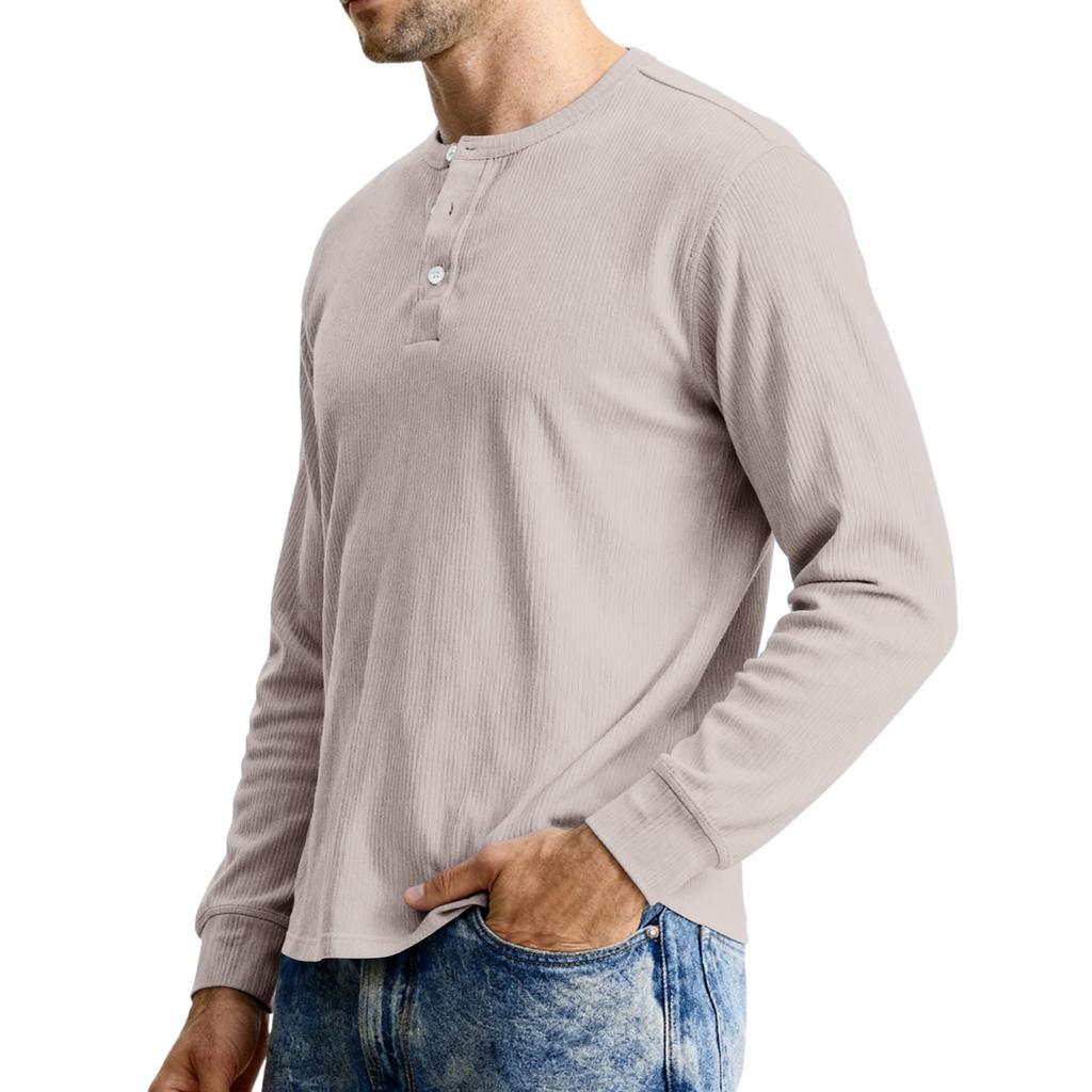 Мужская повседневная трикотажная рубашка на пуговицах с длинным рукавом