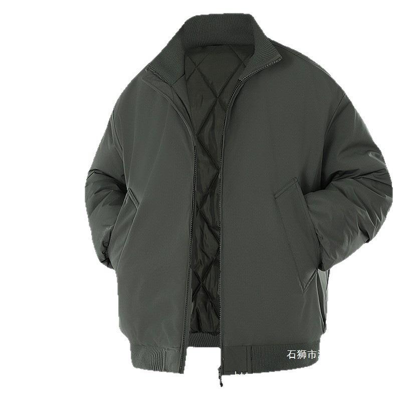 Осенне-зимняя хлопковая куртка мужская зимняя новая однотонная модный бренд повседневная летная куртка со стойкой воротником на хлопковой подкладке мужская