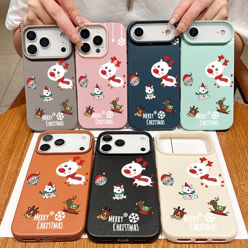 Для iPhone 17 Air Чехол Рождественская елка Санта Клаус Кожаная текстура Чехол Для iPhone 16 Pro Max 15 14 13 12 11 16e Funda iPhone17 Pro Max Мягкий чехол