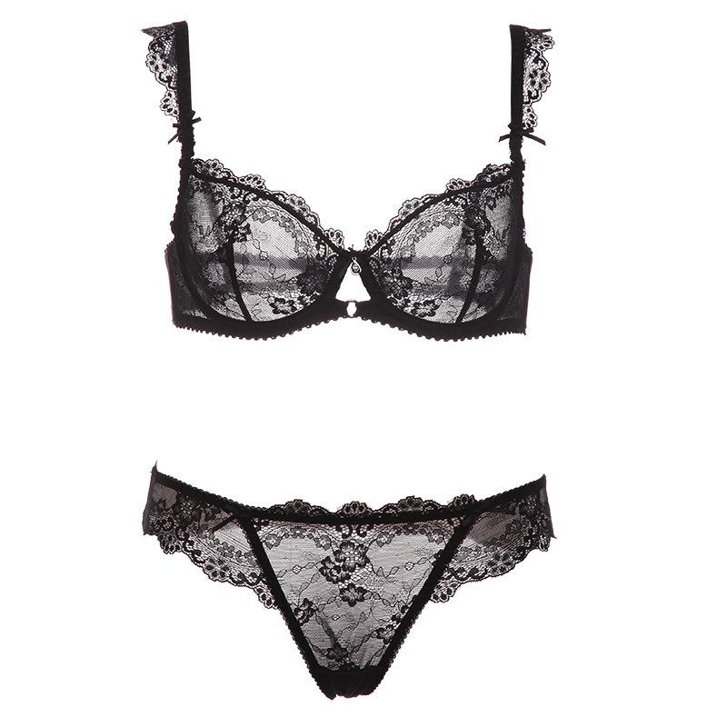 Women's Sexy Lace Lingerie Set: Push-Up Bra & Panty for Small Bust, Lightweight & Breathable
