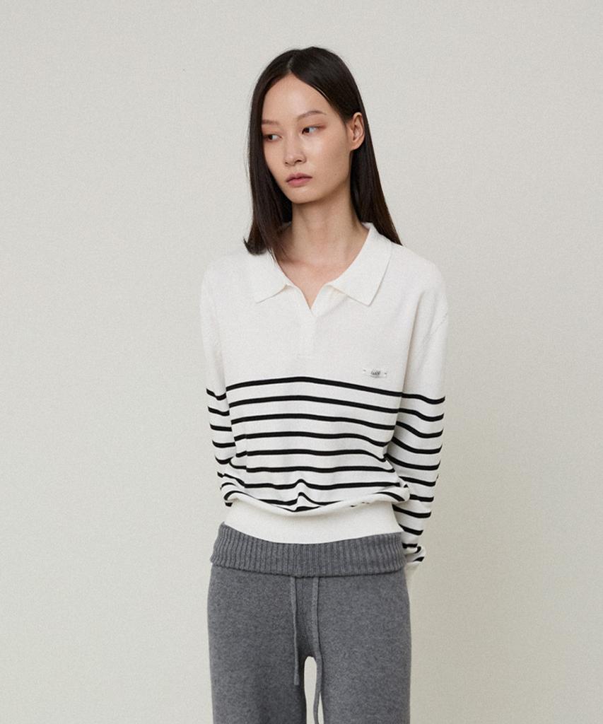 LMOOD WOMEN Cityal Cotton Stripe Rugby Knit (2 Colors)