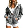 Women S Leopard Print Hooded Zip Sweatshirt Loose Casual Long Sleeve Cardigan