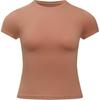 Meridian SS25 Футболка женская с круглым вырезом, однотонная, приталенного кроя, с коротким рукавом, цвет мокко-розовый 6000341-696