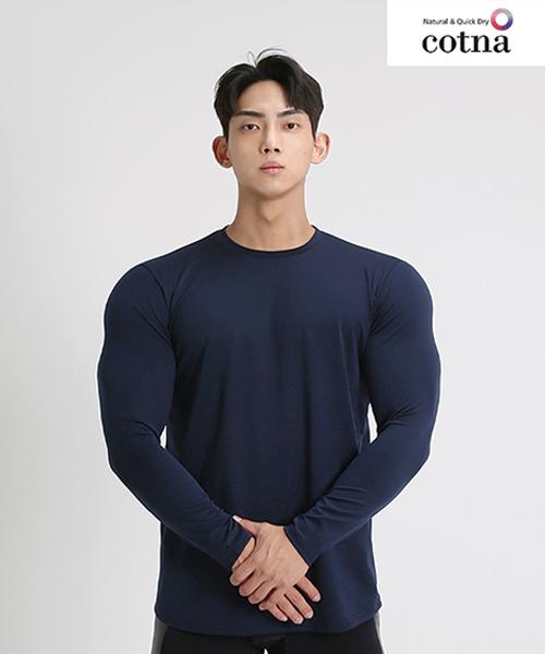 RVD Premium Plain Muscle Fit Long Sleeve Tee (Navy)