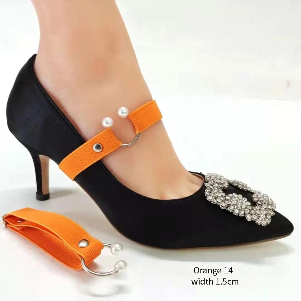 Новые шнурки для туфель на высоком каблуке шириной 1,5 см, женские эластичные шнурки, ремешок для обуви на каблуке, U-образная жемчужная пряжка, шнурки без завязывания, аксессуары для обуви