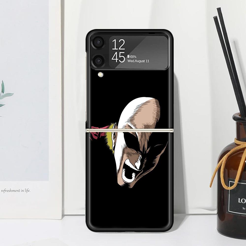 Чехол-бампер One P-Punch-Man Saitama King для Samsung Galaxy Z Flip 7 6 5 4 3 5G Flip3 Flip4 Flip5 ZFlip6 ZFlip7 Черный Funda
