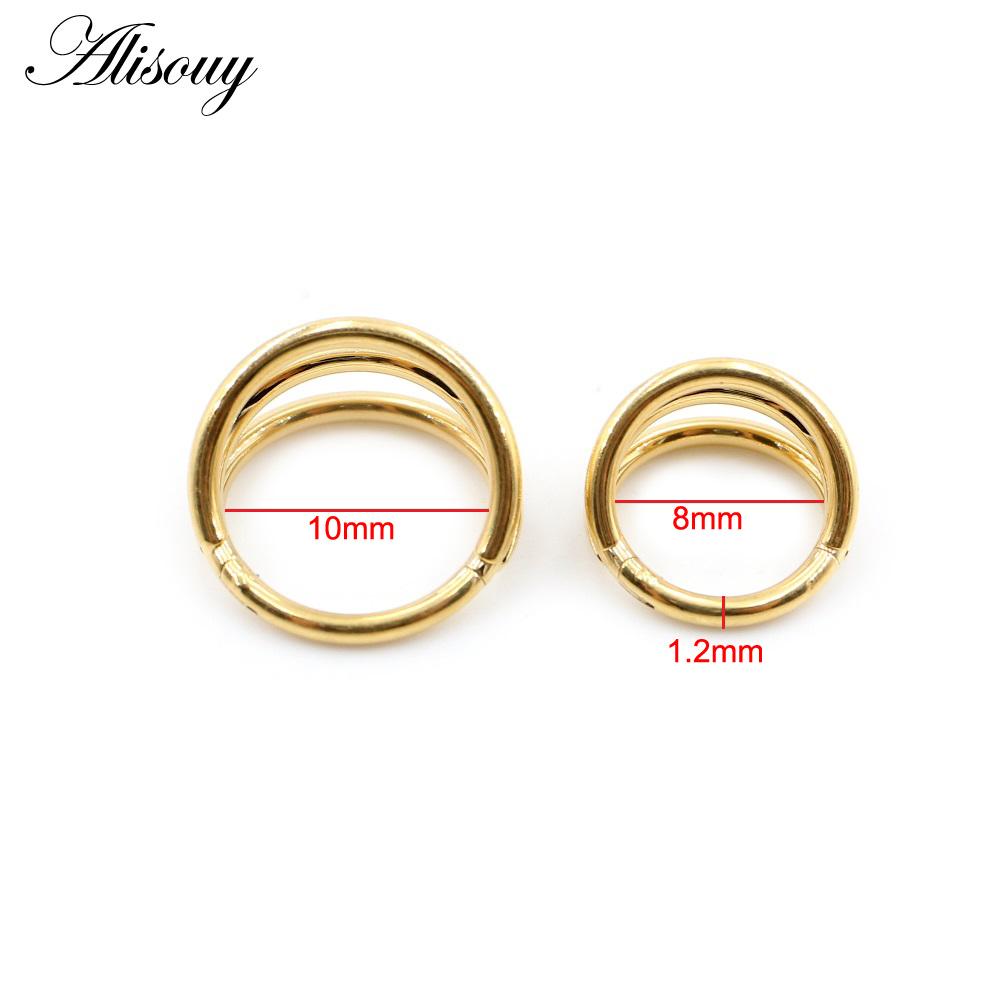 Alisouy 1 шт. Трехслойные серьги для хряща из нержавеющей стали 316L с шарнирным пирсингом для перегородки носа, кольца-кликеры, сегментные кольца