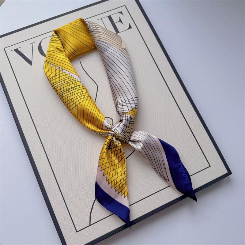 New Hundred Hundred Satin Letter Print Neckerchief 70×70 Silk Scarf Small Square Scarf High Sense of French Scarf