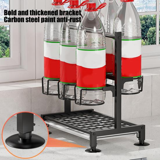 Стойка для хранения бутылок с водой и поддоном для сбора капель. Прочная, несущая, нержавеющая, простая сборка.