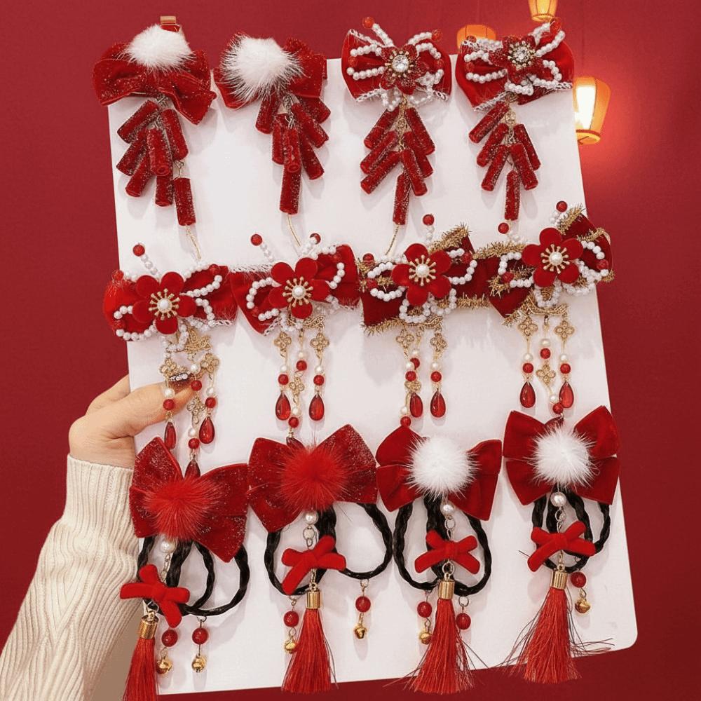 Tassels Children Bow Wig Hairpin Flower Ancient Style Hairpin Chinese New Year Headwear Girls