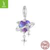 Romantic Purple And Pink Gradual Change Starry Sky Diy Pendant Accessories, Dream Love S925 Sterling Silver Bracelet Beaded