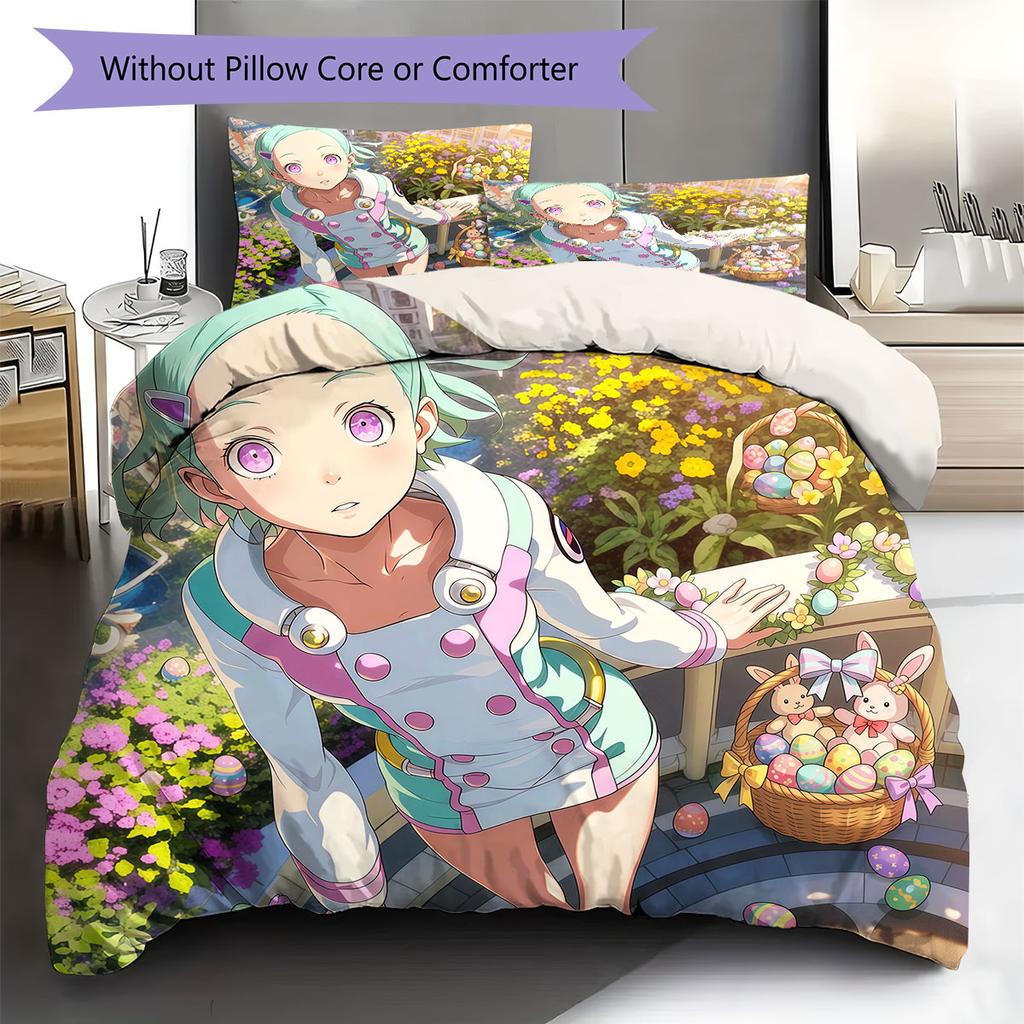 Eureka Seven Pattern Bedding Quilt Set Quilt Cover Pillowcase Home Decoration Birthday Gift (1 * duvet cover + 2 * pillowcase, without core)