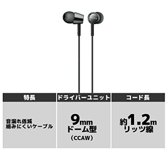 Sony Wired Earphones Black MDR-EX155 In-Ear Type,