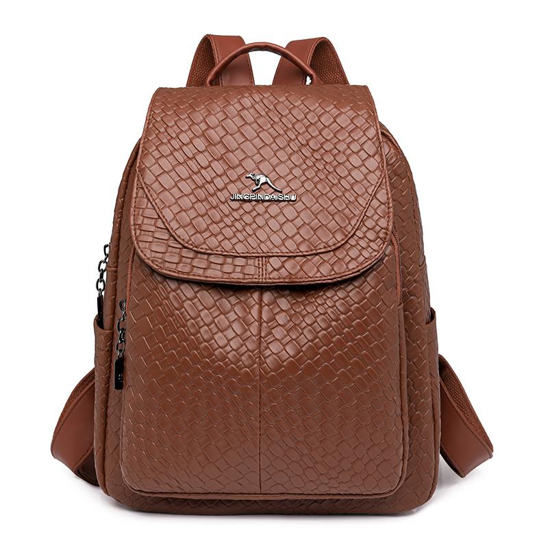 Vintage Women Leather Backpack Purse For Women  High Quality Female Design Bagpack Rucksack Large Bookbag For Girl Sac A Dos Quality