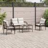 VidaXL Garden Lounge Set 4 Pcs with Brown Wicker Cushions, Outdoor Sofa Set, Garden Lounge Set, Set 368728