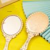 Rose Gold Vintage Portable Makeup Mirror Hand Hold Oval Round Noble Court Style Beauty Tool for On-the-Go Application