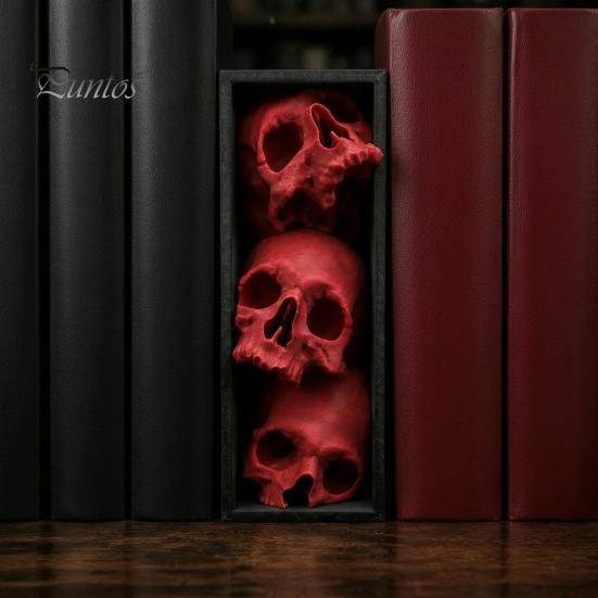Темные фэнтези Домашние украшения 3 шт. Хэллоуин 3-уровневые книжные подставки в виде черепа, Готическая смоляная полка для книг Декор для офиса, Уникальные стопперы для книг Жуткий скелет