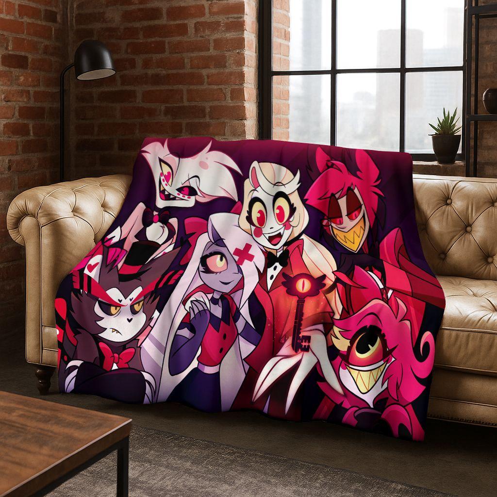 3D H-Helluva Boss Блитцо H-Hazbin Hotel Мультяшное Фланелевое Одеяло, Уютное Мягкое Плед для Дома Спальни Кровати Дивана Покрывало Подарок Ребенку