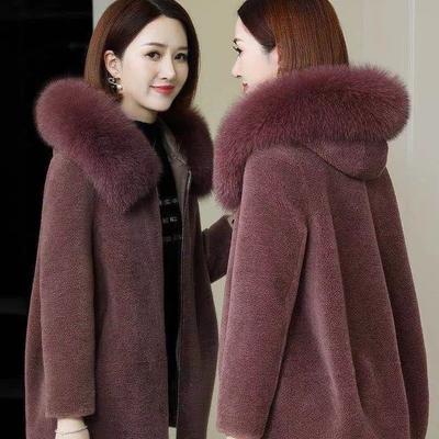 Зимняя женская шуба из утолщенного меха ягненка, длинная куртка с капюшоном для женщин