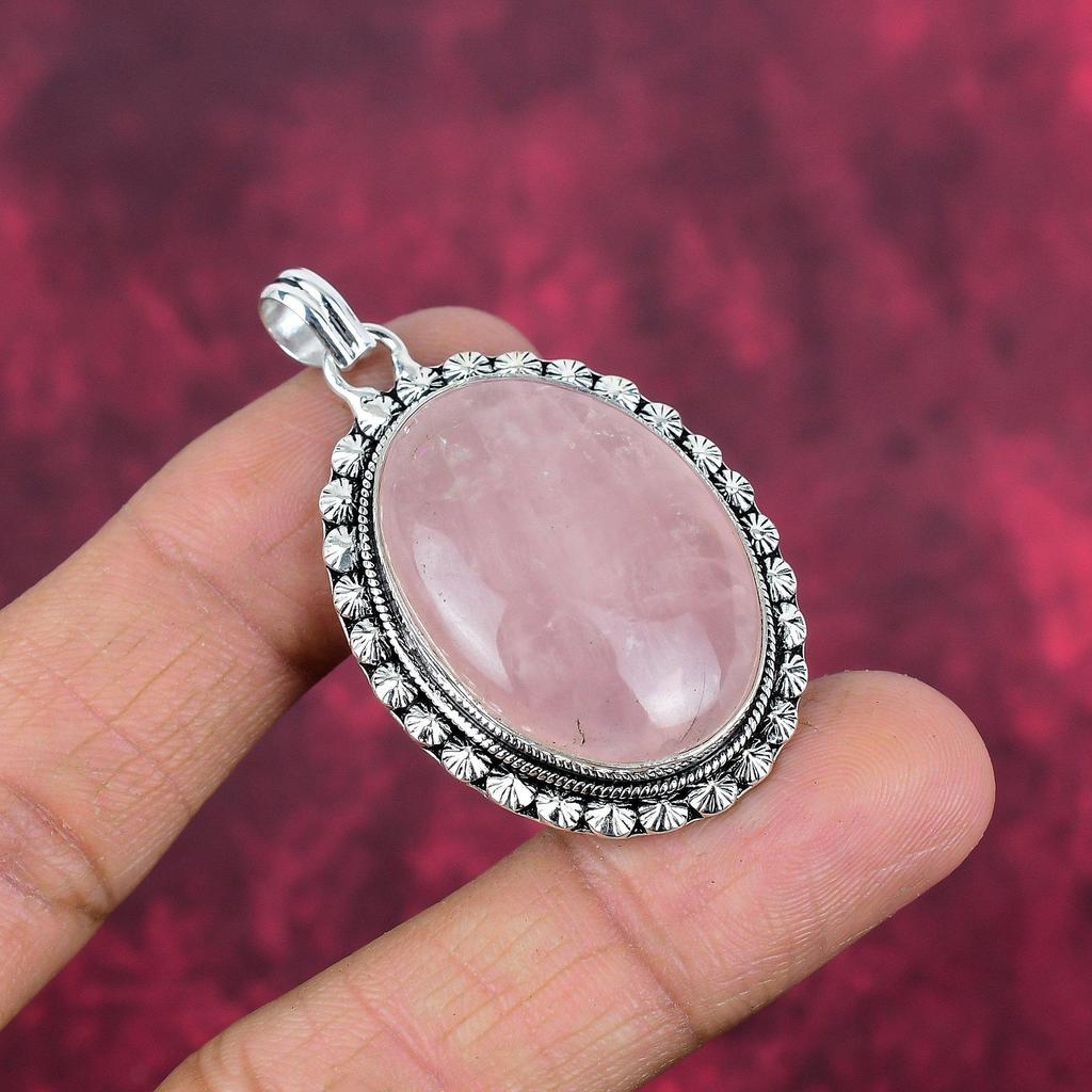 Ювелирные изделия из розового кварца, кулон из стерлингового серебра 925 пробы, ювелирные изделия ручной работы с драгоценными камнями, подарки для жены, абсолютно новый кулон