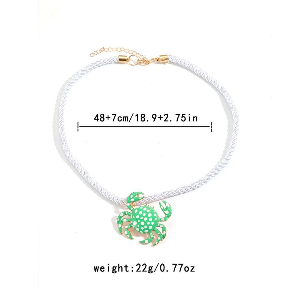 Simple Weave Rope Enamel Crab Pendant Necklace Cute Polka Dot Beach Choker Charm Vintage Ocean Style Clavicle Chain Gift