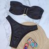 2 шт./компл. женский комплект бикини с открытыми плечами без бретелек атласный эластичный быстросохнущий мягкий беспроводной горячий купальный костюм женский купальник купальник