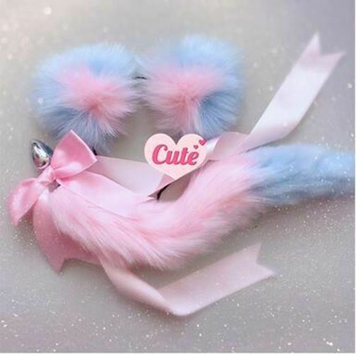 Neko Cat Ears Headband With Fox Or Kitten Tail Metal Butt Plug  Cosplay Butt Plug Tails