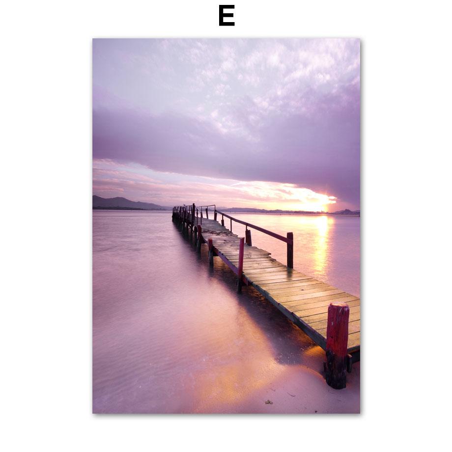 Лавандово-фиолетовый пляжный пейзаж, природные постеры и принты, картины на холсте, настенные художественные картины для гостиной, домашний декор